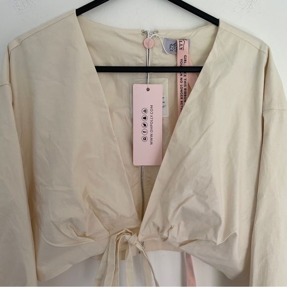 Oh Polly Plunge Neck Wrap Top Ivory Size 14 BNWT - Picture 10 of 10